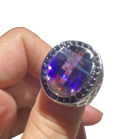 SHOWSTOPPER AMETHYST RING IN 316SL (STAINLESS STEEL) (SZ 8.25) - Picture 5 of 15
